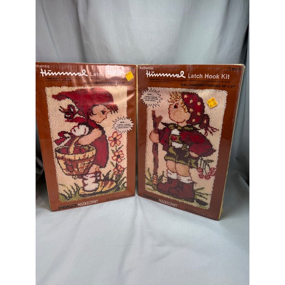 Paragon Needlecraft Other - Paragon Needlecraft Hummel Latch Hook Kits Peasant Girl Boy Wall Hanging Vintage